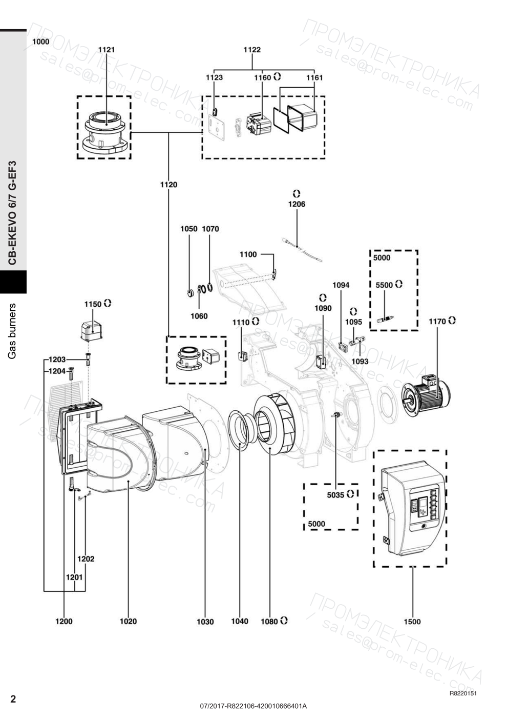 Взрывсхема: корпус горелки — Газовая горелка Elco EKEVO 6.2400 G-EF3/BT3/KL