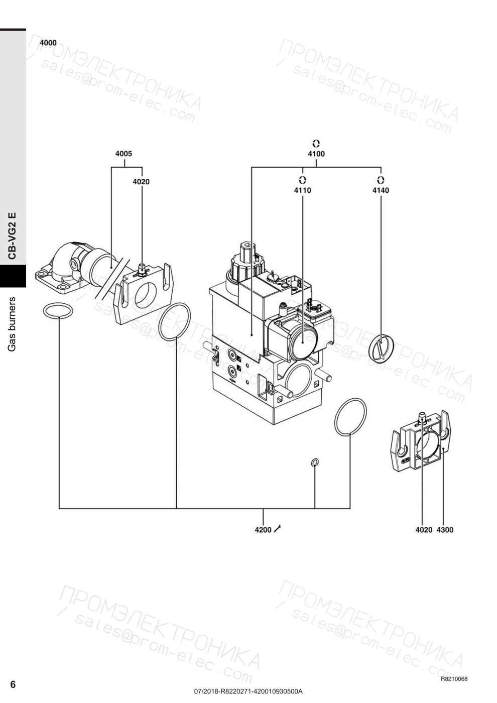 Взрывсхема горелки — Газовая горелка Elco VG 2.205 E KL 3/4"