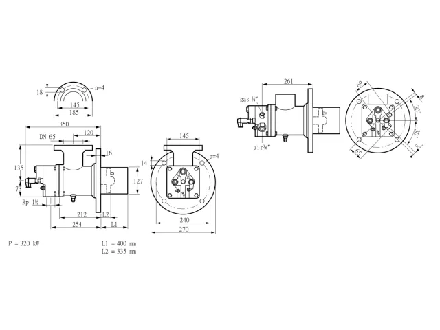 Kromschroder BIO 125HBL-400/335-(9)E — промышленная газовая горелка — 84023041
