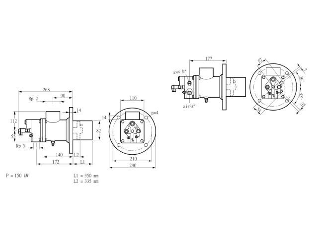 Kromschroder BIO 80RBL-350/335-(11)E — промышленная газовая горелка — 84021040