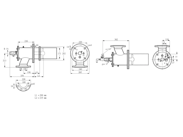 Kromschroder ZIC 165HBL-200/235-(24)D — промышленная газовая горелка — 84246539