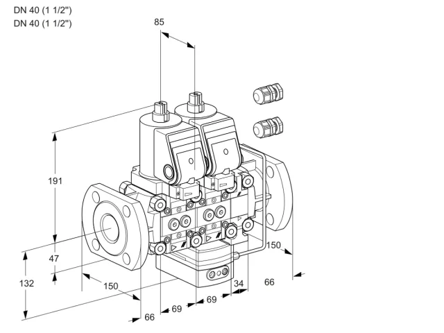 Kromschroder VCH 2E40F/40F05NHEVWSR3/PPPP/PPPP — двойной электромагнитный газовый клапан — 88100663