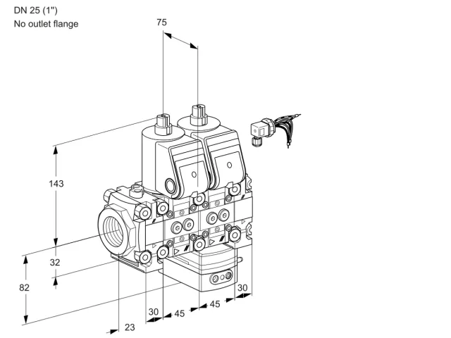 Kromschroder VCD 1E25R/--05FND-25VWR/PPPP/PPPP — двойной электромагнитный газовый клапан — 88100653