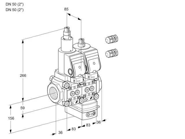 Kromschroder VCH 3E50R/50R05LHEWSR3/PPPP/PPPP — двойной электромагнитный газовый клапан — 88100650