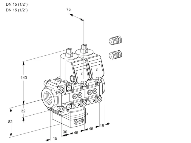 Kromschroder VCD 1E15R/15R05FD-50NKR3/PPPP/PPPP — двойной электромагнитный газовый клапан — 88106535