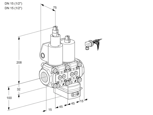 Kromschroder VCV 1E15R/15R05LVKWL/PPPP/PPPP — двойной электромагнитный газовый клапан — 88107467