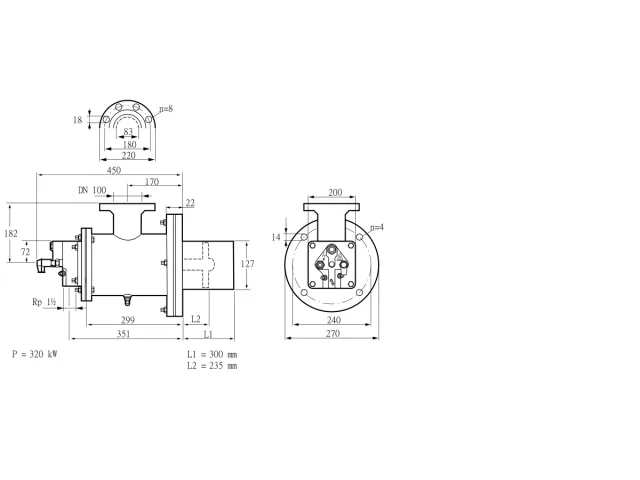 Kromschroder BIOW 125HB-300/235-(2)F — промышленная газовая горелка — 84199157