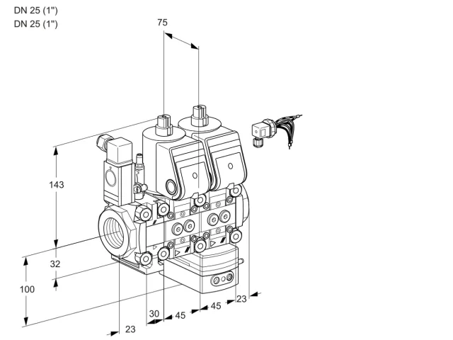 Kromschroder VCV 1E25R/25R05F2NVKWR/PPPP/PPPP — двойной электромагнитный газовый клапан — 88103925