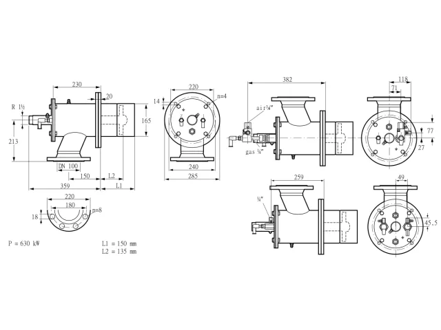 Kromschroder ZIO 165KBL-150/135-(40E)D — промышленная газовая горелка — 84099748