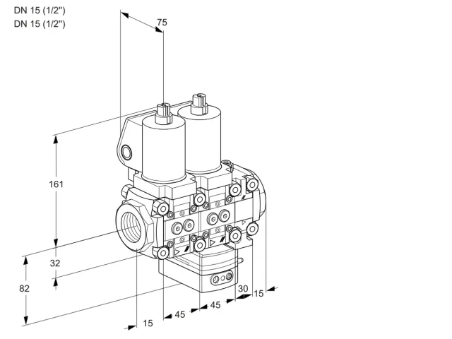 Kromschroder VCG 1T15N/15N05NGAVQGL/PPPP/PPPP — двойной электромагнитный газовый клапан — 88103294