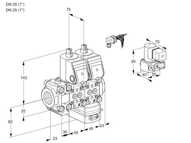Kromschroder VCG 1E25R/25R05FNGEWR/PPPP/PPBY — двойной электромагнитный газовый клапан — 88102986