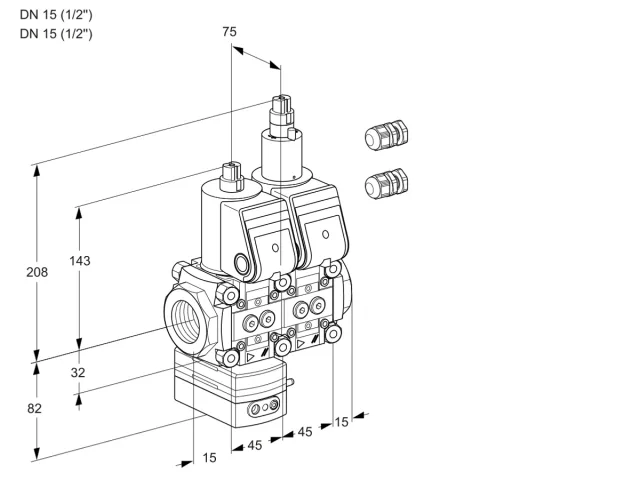 Kromschroder VCD 1E15R/15R05D-100LWR3/PPPP/PPPP — двойной электромагнитный газовый клапан — 88104108