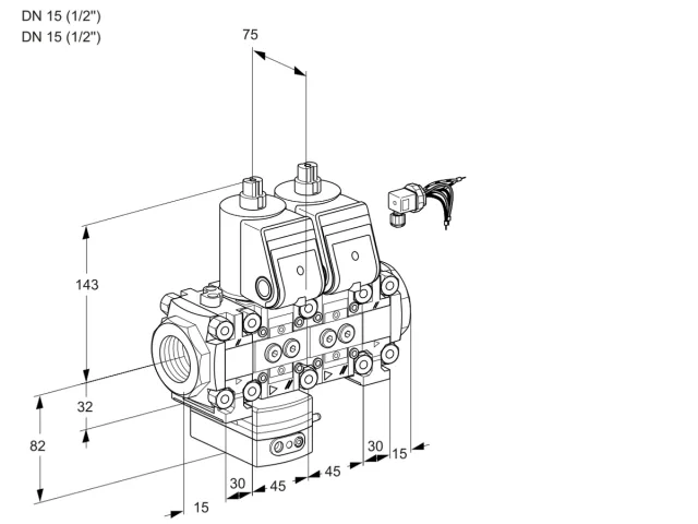 Kromschroder VCD 1E15R/15R05FD-25NVWR/PPPP/PPPP — двойной электромагнитный газовый клапан — 88103845