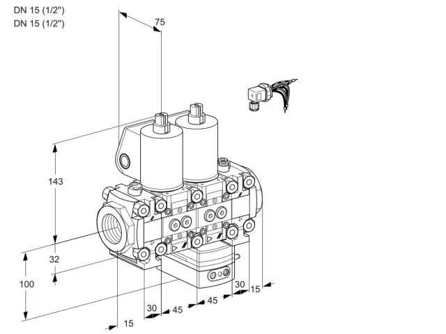 Kromschroder VCH 1E15R/15R05FNHEVWL/PPPP/PPPP — двойной электромагнитный газовый клапан — 88102755