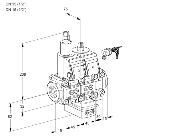 Kromschroder VCD 1E15R/15R05LD-50VWR/PPPP/PPPP — двойной электромагнитный газовый клапан — 88107382