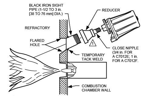 схема установки датчика пламени C7012E