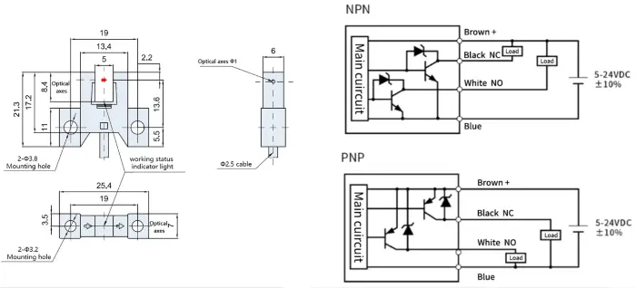 Миниатюрные щелевые датчики LANBAO PU05M-TGNR-K
