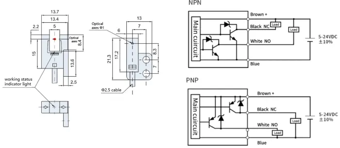 Миниатюрные щелевые датчики LANBAO PU05M-TGNR-R