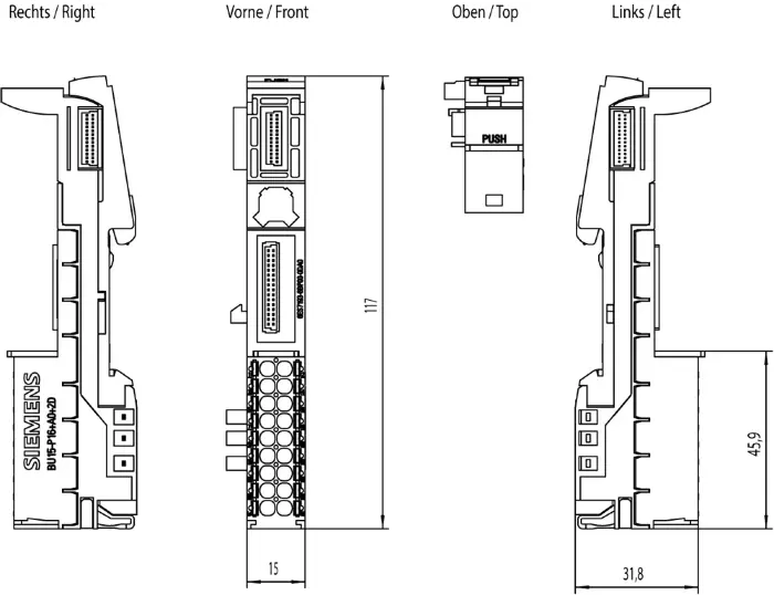 Базовый Блок BU15-P16+A0+2D/T Siemens 6ES7193-6BP00-0DA1