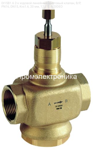 DI15B1.6 2-х ходовой линейный муфтовый клапан, В/Р, PN16, DN15, Kvs1.6, 20 мм, 170 °C RESIDEO