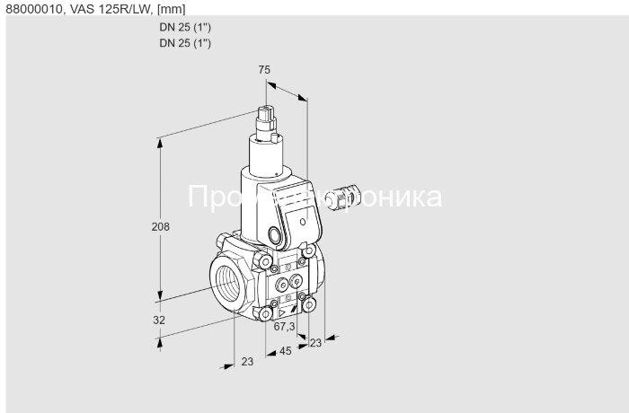 Газовый клапан Газовый клапан Kromschroder VAS125R/LW 88000010