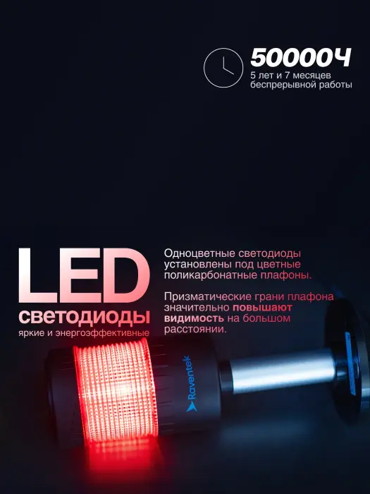 Светодиодные сигнальные колонны Raventek PVO2-124F-R