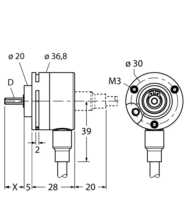 Энкодеры индуктивные TURCK RI-08S6S-2F360-C 1M