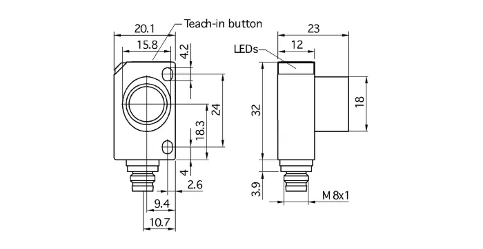 Датчики ультразвуковые с аналоговым выходом Microsonic zws-25/CU/QS