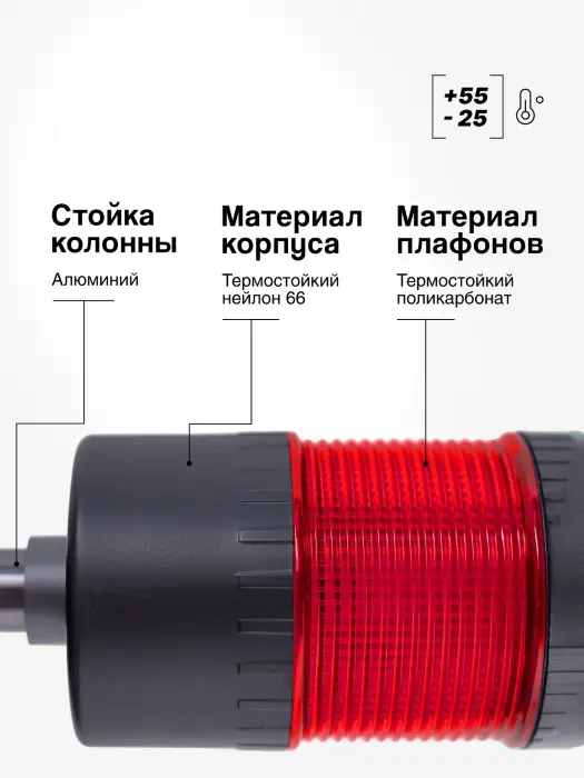 Светодиодные сигнальные колонны Raventek PVO2-1220F-R