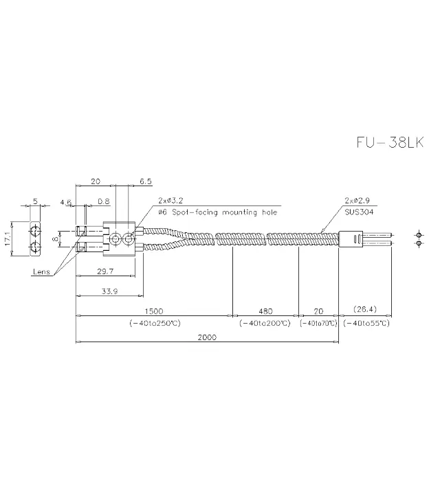 Оптоволоконные кабели для датчиков KEYENCE FU-38LK