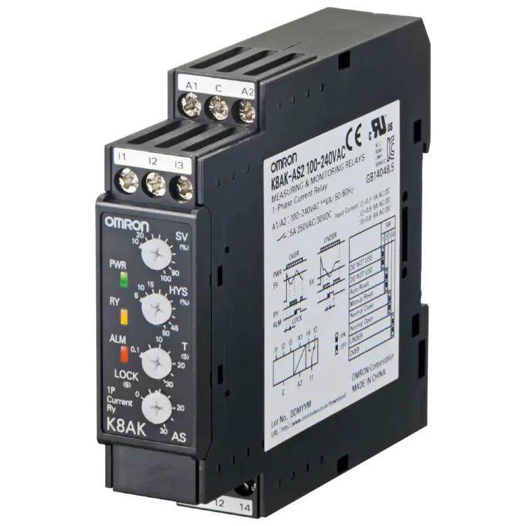Однофазные реле контроля тока Omron K8AK-AS1 100-240VAC