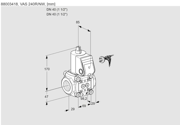 Газовый клапан Газовый клапан Kromschroder VAS240R/NW 88003418