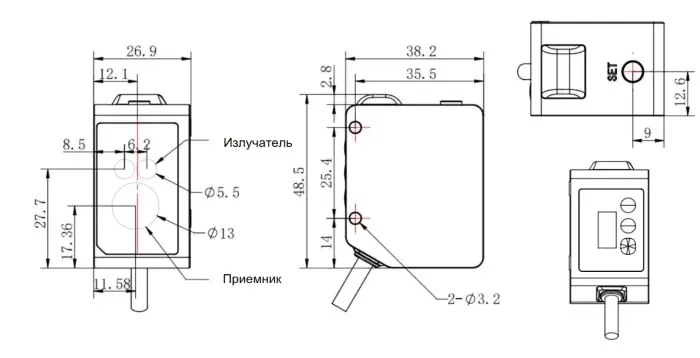 Оптические датчики цвета LANBAO SPN-BC07DFB-W2