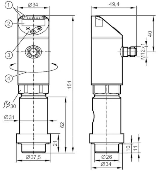 Аналоговые датчики давления 4-20 мА IFM Electronic PY9060