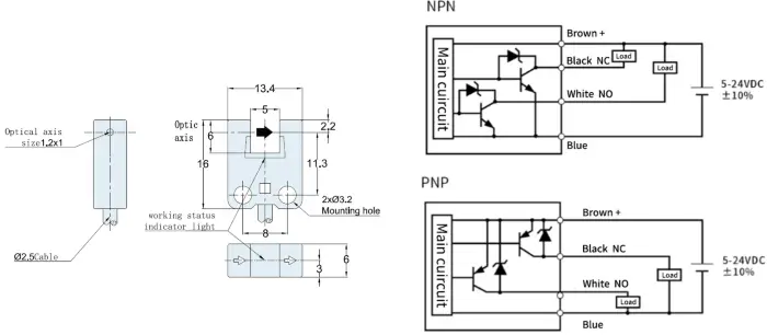 Миниатюрные щелевые датчики LANBAO PU05S-TGNR-U