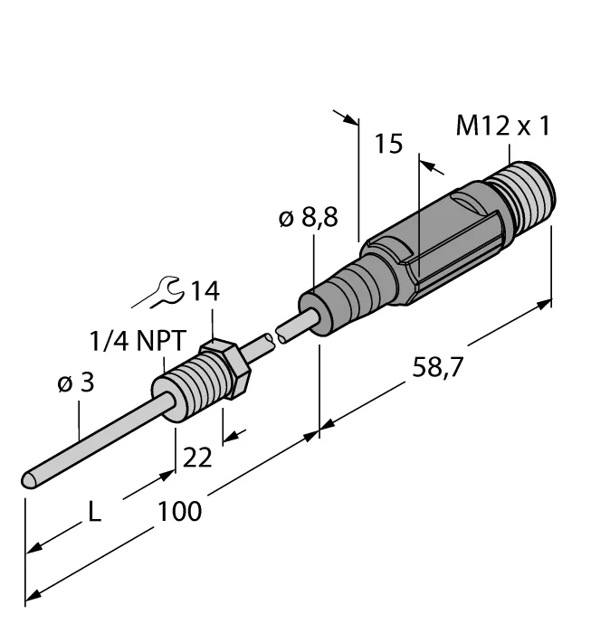 Датчики температуры аналоговые 4-20 мА TURCK TTM150C-203A-N1/4-LI6-H1140-L100-50/150C