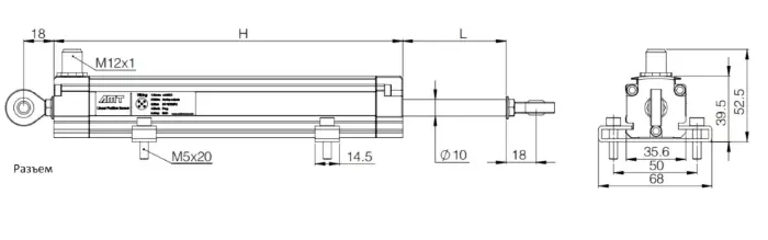 Магнитострикционные датчики и преобразователи линейных перемещений AMT Linear Position Sensor LPS1-ER06SB0300MHC51N1A110