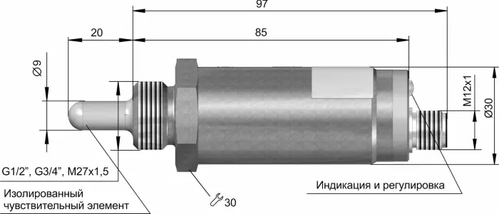 Емкостные сигнализаторы уровня СЕНСОР ДКЕ-Т20-201Р-3123-СА.2