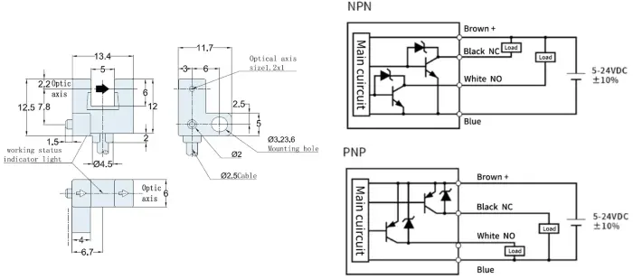 Миниатюрные щелевые датчики LANBAO PU05S-TGPR-F